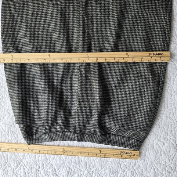 90s Ralph Lauren Vintage Micro Houndstooth Wool Maxi Pencil Academia Skirt - Picture 13 of 14